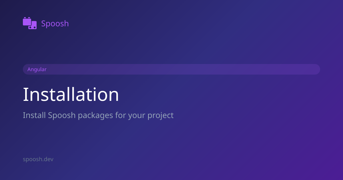 Installation | Spoosh
